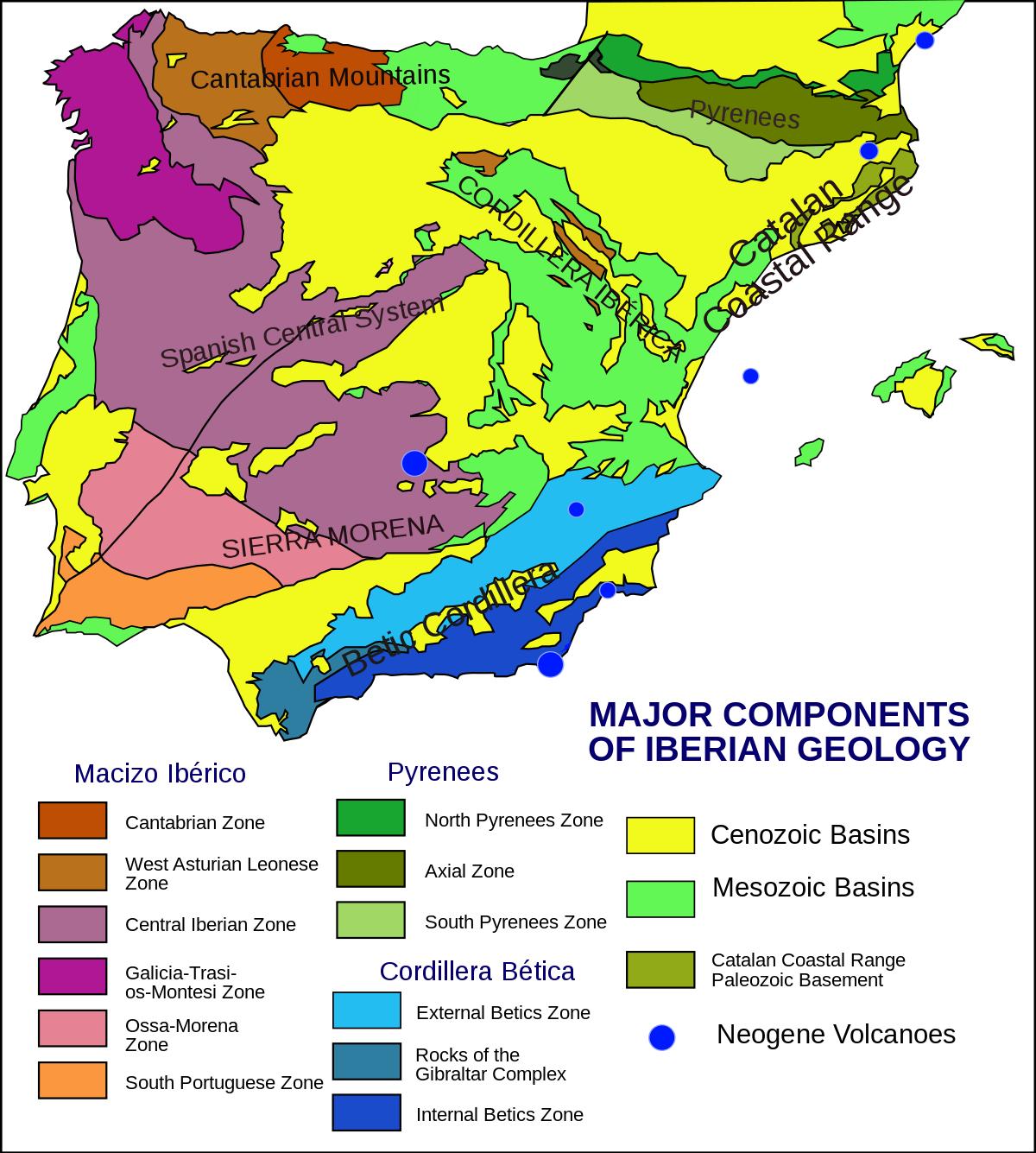 Geologische kaart van Spanje geologische Kaart van Spanje (Zuid
