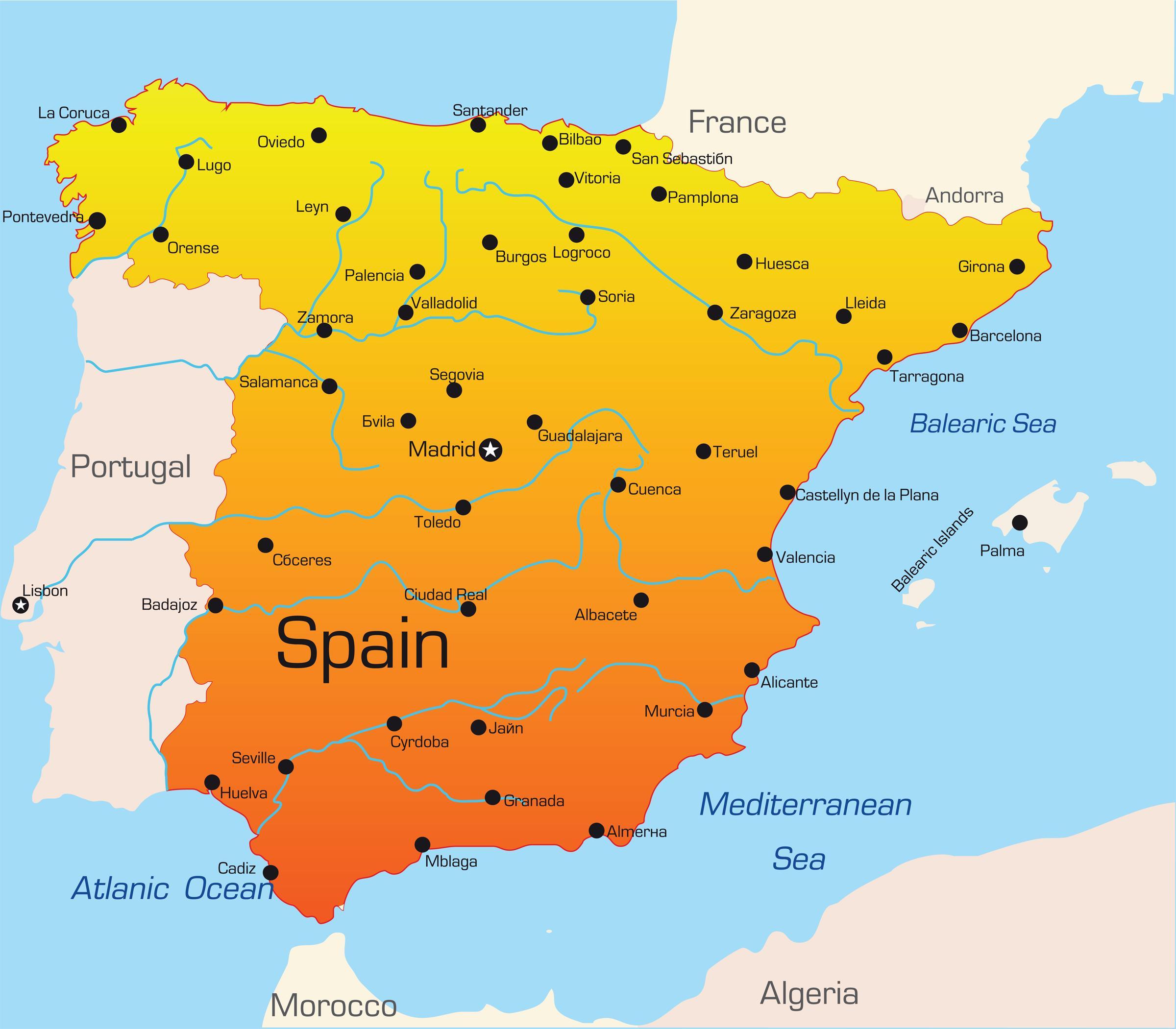 Spanje Vakantie Bestemmingen Kaart - Vakantie-Bestemmingen In Spanje Kaart  (Zuid-Europa - Europa)