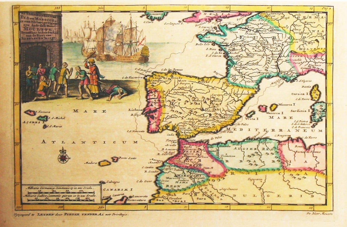 kaart van Spanje de oude wereld