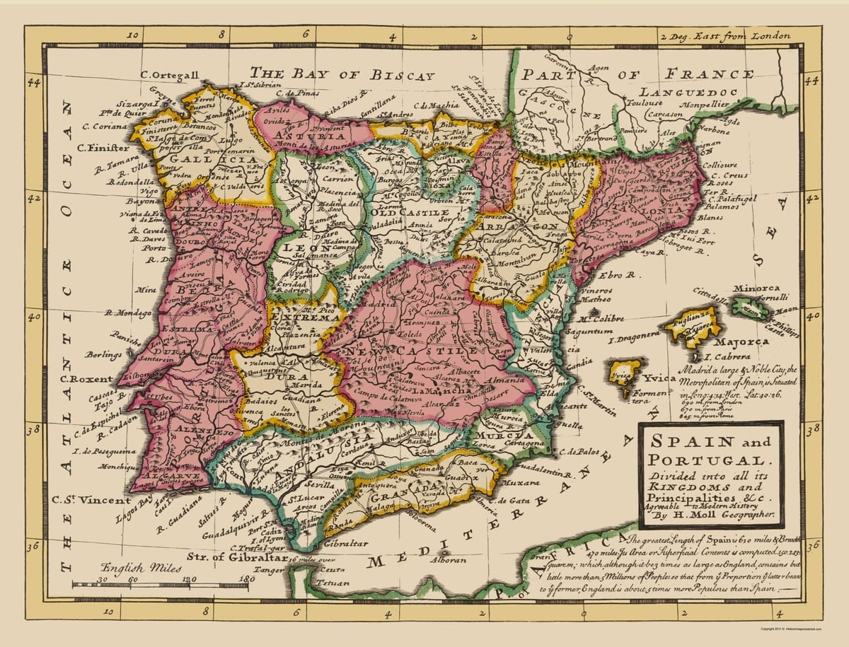 het oude Spanje kaart bekijken