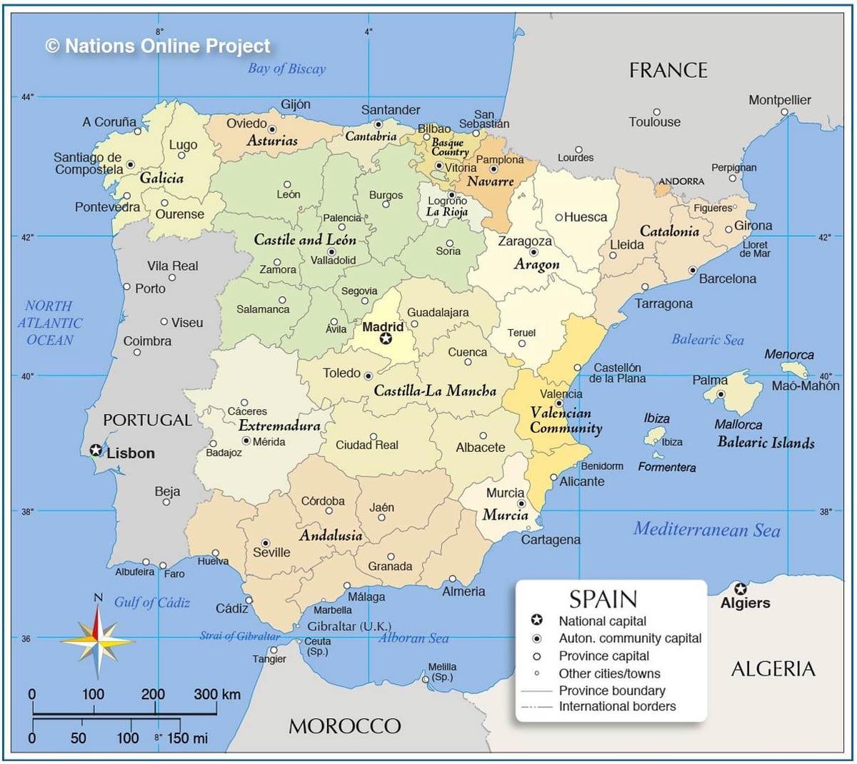 kaart van Spanje politieke