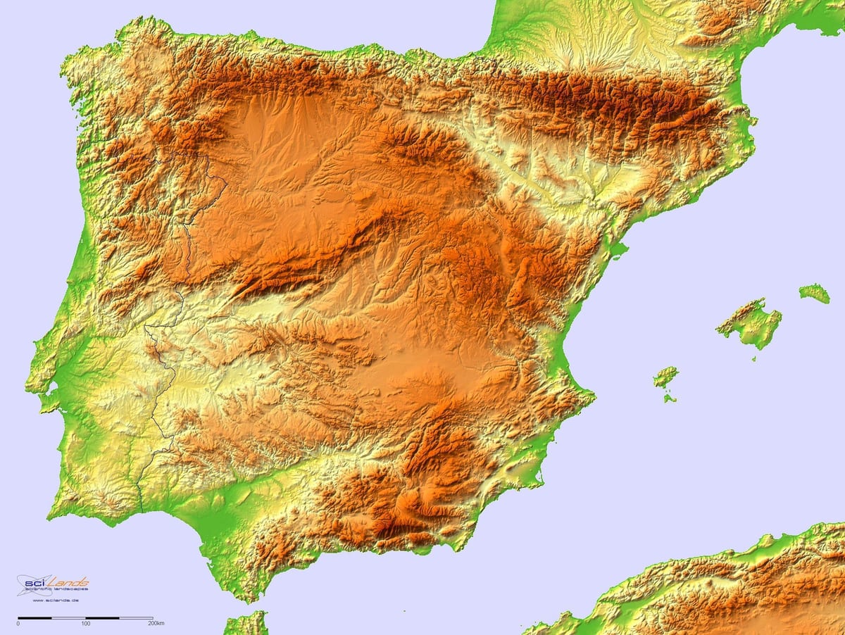 kaart van Spanje verlichting