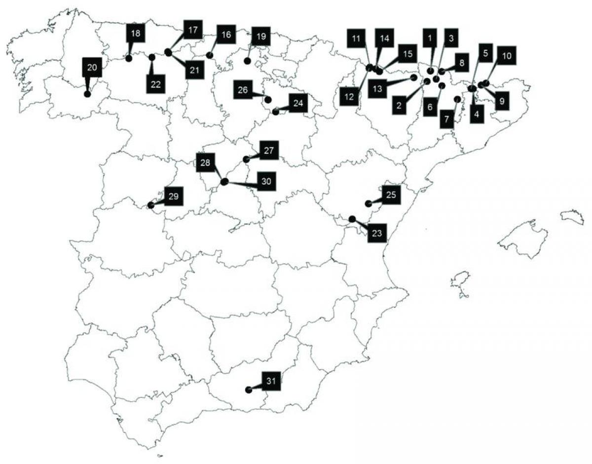 Spanje skigebieden kaart