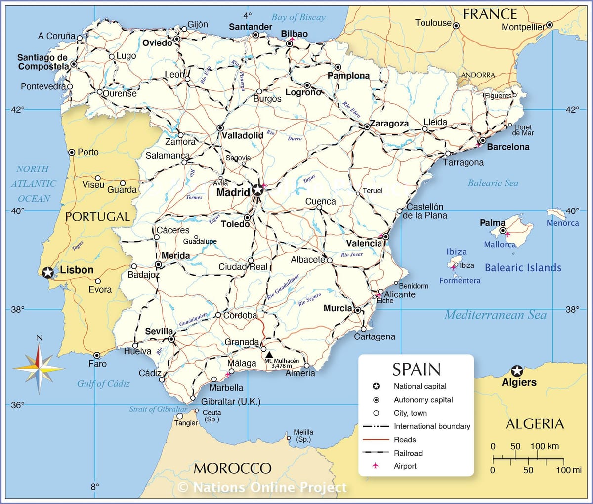 kaart van Spanje