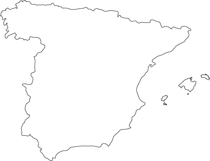 schematische kaart van Spanje met steden