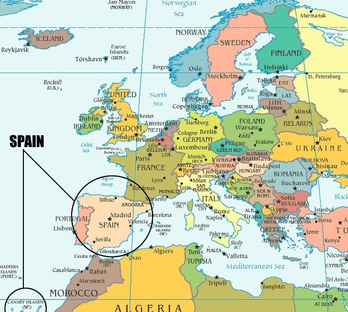 kaart van Spanje