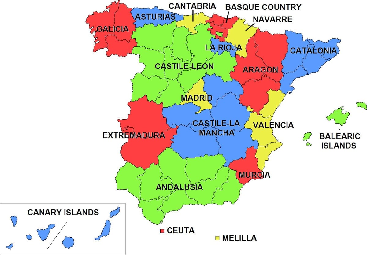 kaart van Spanje en regio ' s