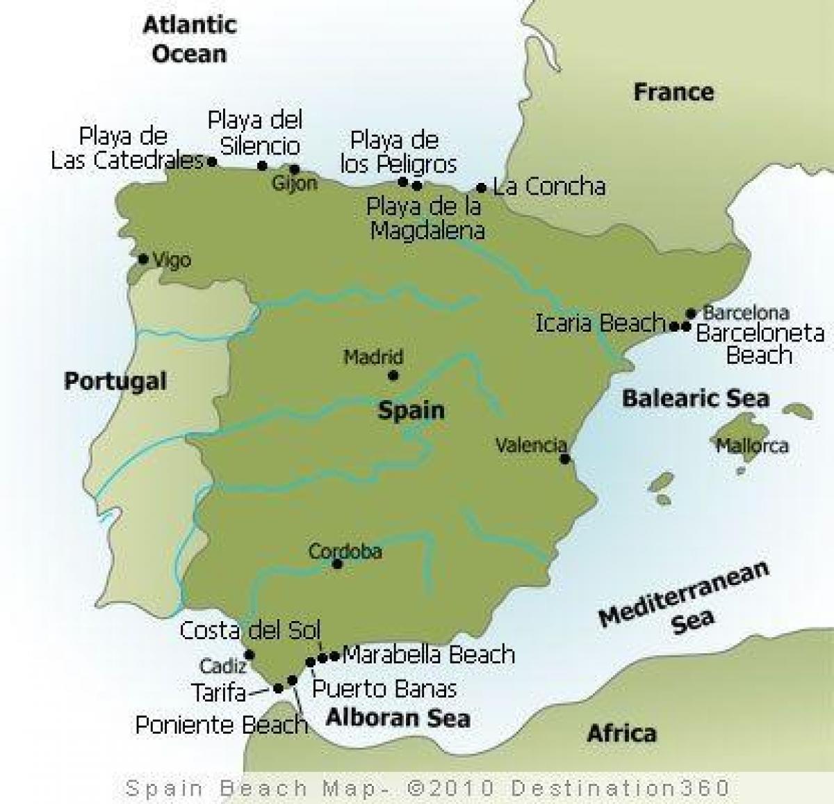 kaart van Spanje stranden