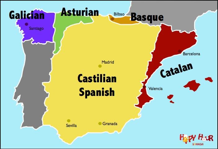 kaart van Spanje taal
