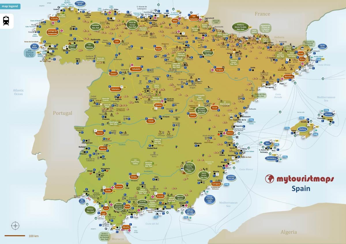 kaart van Spanje toeristische