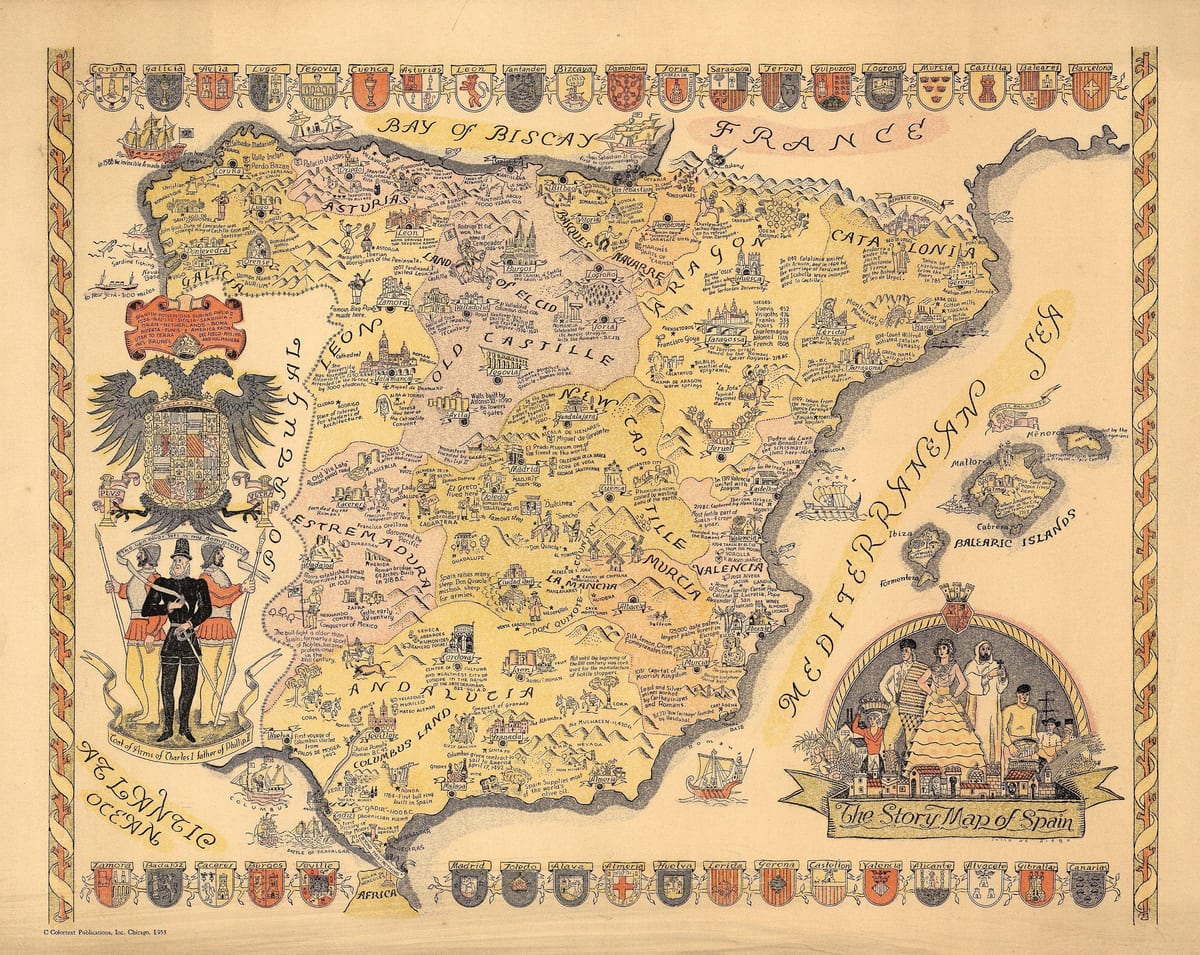 vintage kaart van Spanje