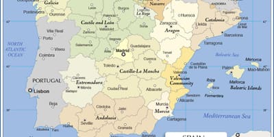 Spanje op een kaart
