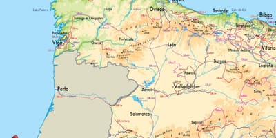 Kaart van west-Spanje