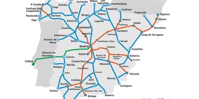 Spanje hogesnelheidstrein kaart