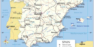 Kaart van Spanje
