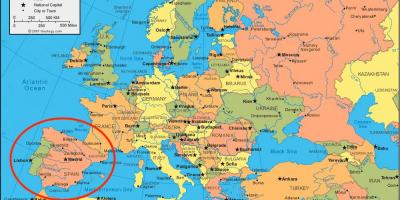 Kaart van Spanje en europa