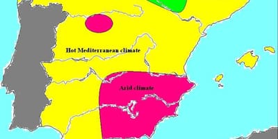 Kaart van Spanje klimaat