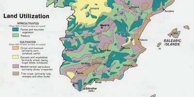 Kaart van Spanje landbouw