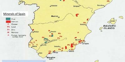 Kaart van Spanje natuurlijke ressources