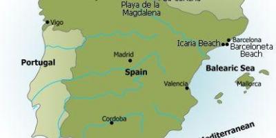 Kaart van Spanje stranden