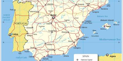 Kaart van Spanje transporten