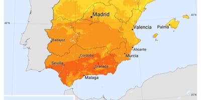 Kaart van Spanje zon